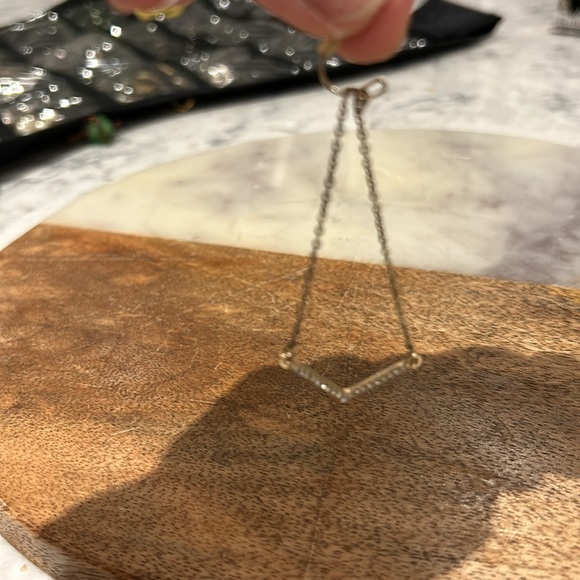 Dangling geometric rhinestone and chain earrings - Picture 2 of 3